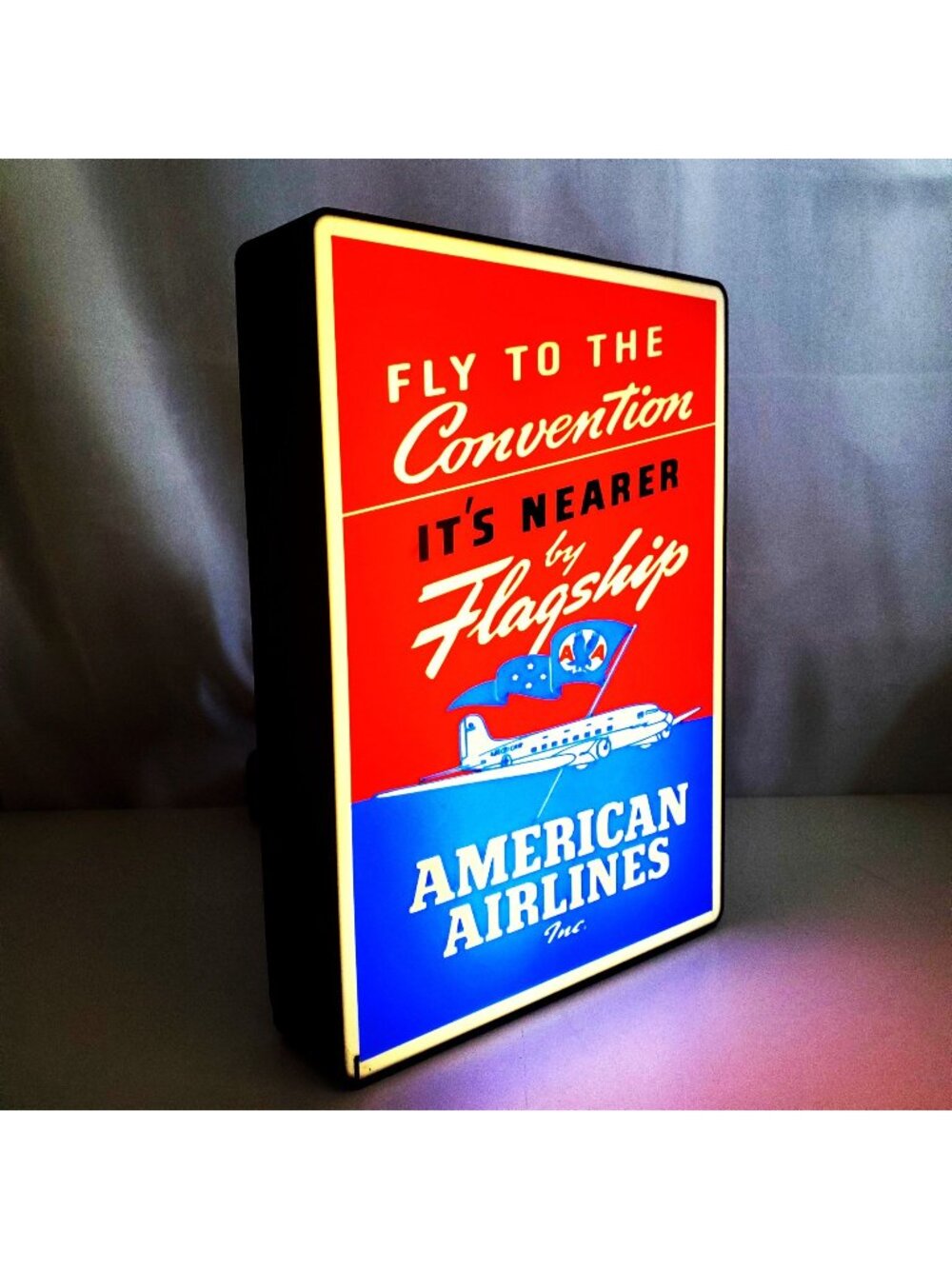 Retro American Airlines Light Box Sign | Retro Aviation Decor | 7x9.5 USB Powere